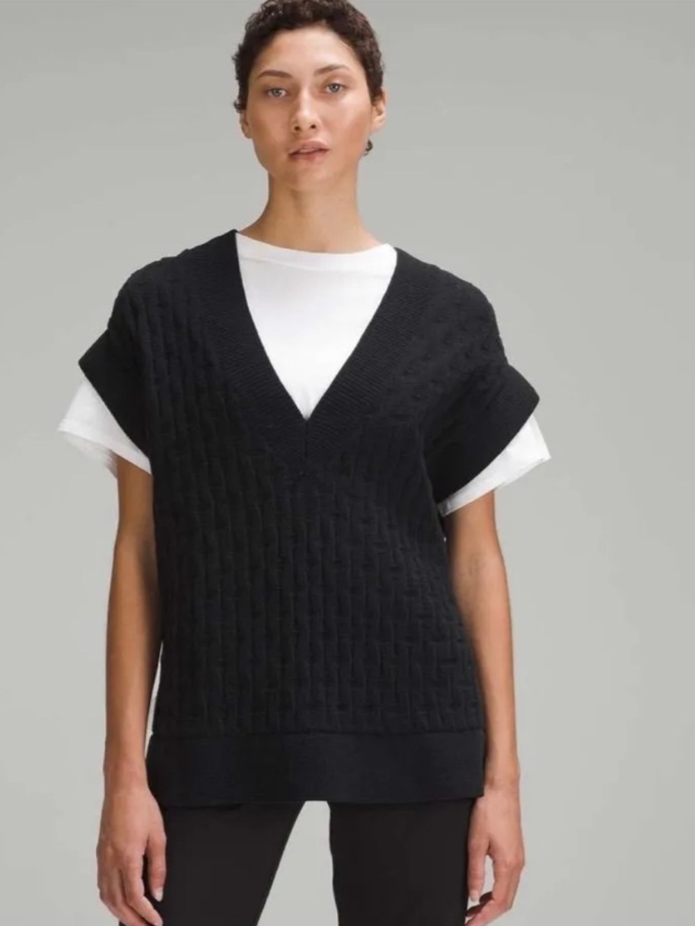 Lululemon Cable-Knit Relaxed-Fit Sweater Vest Black